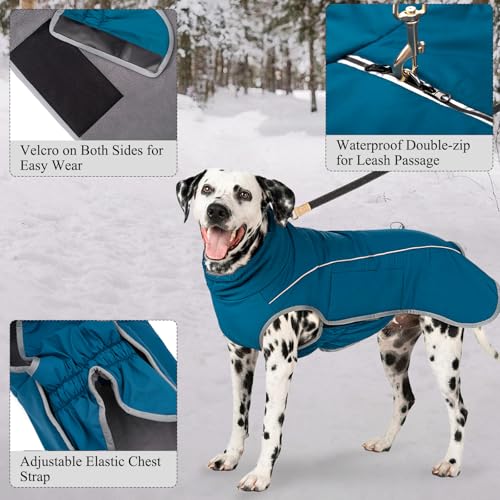 Cyponpy Hundemantel Warm Wasserdicht Hundejacke Winter Fleecemantel Hund Regenjacke Reflektierend mit Reißverschluss für Geschirr Wintermantel Hunde Fleece Hundejacke Pullover Hunde Bekleidung Winter