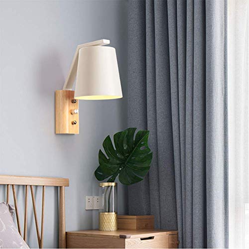 Lámparas de pared modernas E27 aplique madera interruptor pasillo interior 5