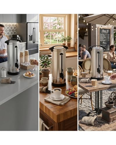 Image of Garvee 110 Cup Commercial Coffee Maker 16 L, Large Capacity Coffee Urns with Double-wall 304 Stainless Steel, Quick Brewing Coffee Dispenser for Meeting Rooms and Other Large Gatherings