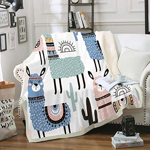 Sherpa Fleece Llama Blanket
