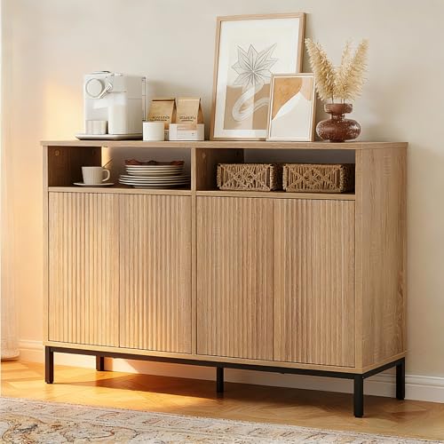 Scoctcoc 46.4" Fluted Sideboard Buffet Cabinet with Storage, Coffee Bar