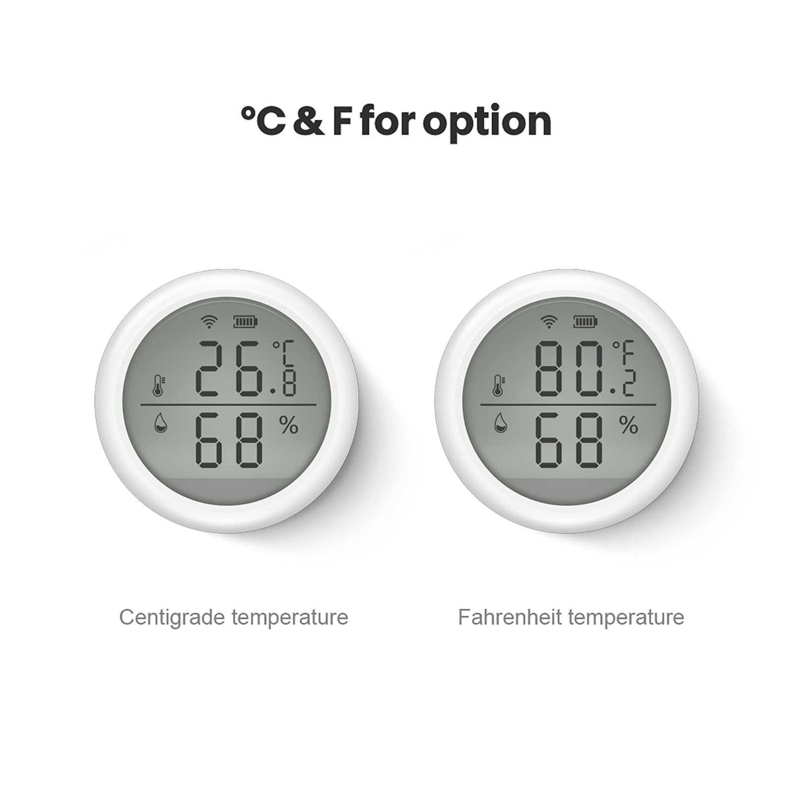 Thermomètre d'intérieur hygromètre numérique Tuya WIFI Capteur de température et d'humidité, Fahrenheit et Celsius LCD Affichage fonctionne avec Alexa Google Assistant Smart Life Smart Life Avec écran