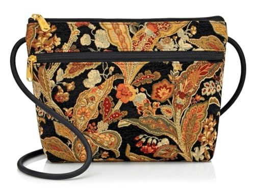 Image of Danny K. Women's Tapestry Zipper Purse Crossbody Handbag, Adjustable Cord, Handmade in USA