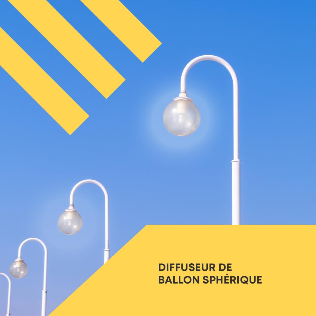 Diffuseur Sphérique - Remplacement Globe - Éclairage Public - Luminaire Extérieur - Polycarbonate Incolore - Dimensions : Ø 30 cm - Poignée Baïonnette : 13,9 cm