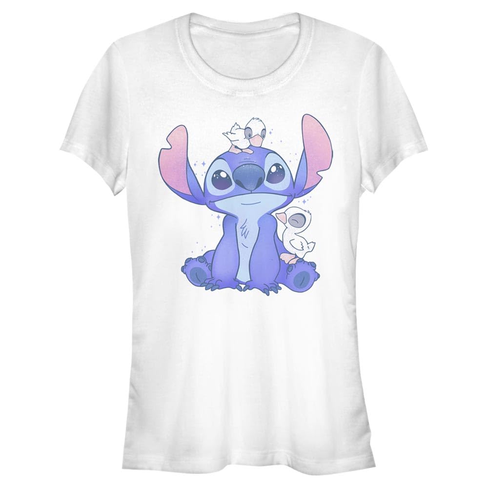 Lilo & Stitch - Cute Ducks Bisiklet Yaka T-Shirt Tişört Kadın