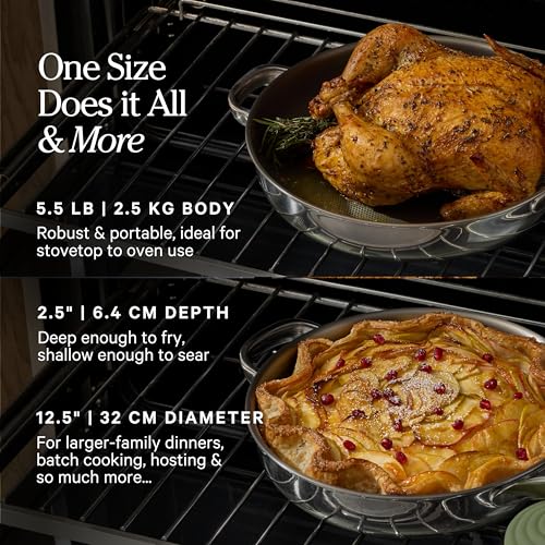 Image of Our Place Large Titanium Always Pan Pro | 12.5 inch PFAS-Free Nonstick Frying Pan with Spatula | Chef-Grade Tri-Ply Stainless Steel & Aluminum Build | Induction & Oven-Safe up to 1000F | Chrome