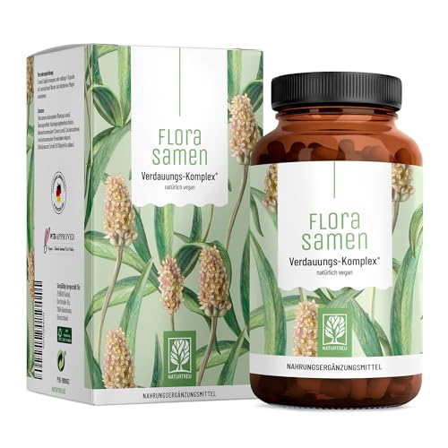 NATURTREU® Flohsamenschalen Kapseln hochdosiert - 2000mg Flohsamenschalen Pulver je Tagesdosis - Flohsamen Verdauungs Komplex * mit, Calcium, Fenchel & Süßholzwurzel - 120 Kapseln vegan NATURTREU® Flohsamenschalen Kapseln hochdosiert - 2000mg Flohsamenschalen Pulver je Tagesdosis - Flohsamen Verdauungs Komplex * mit, Calcium, Fenchel & Süßholzwurzel - 120 Kapseln vegan