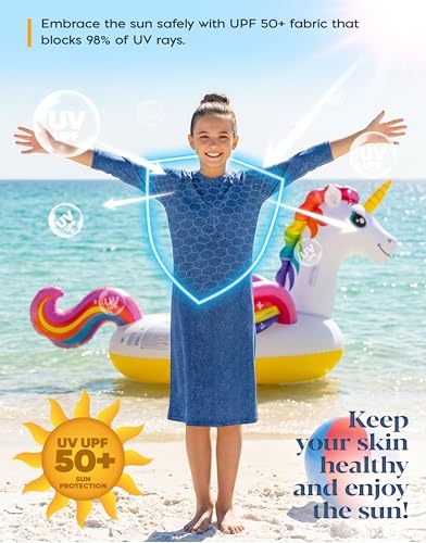 Image of Shira Modest Girls Swim Dress | 3 /4 Sleeve Swimdress, Full Coverage Bathing Suit | Tznius UPF 50+ Quick-Dry