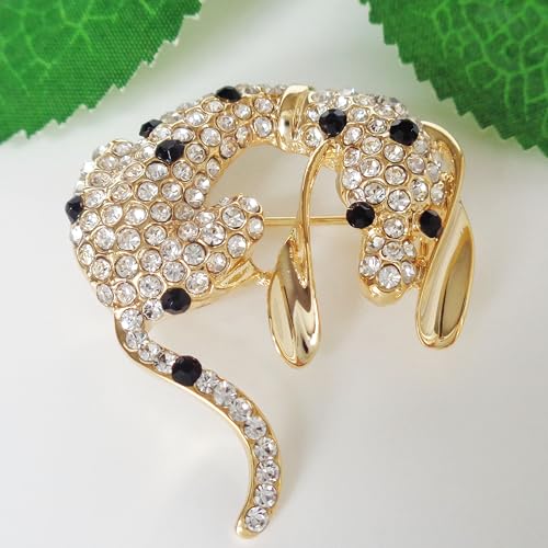 Image of Navachi 18k Gold Plated Crystal Dachshunds Dog Brooch Pin