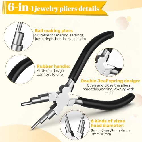 Image of Mudder 2 Pieces Jewelry Making Tool Bail Making Pliers 6 in 1 Jewelry Wire Bending Pliers for Beading Looping Shaping Wire DIY Crafts (Black)