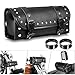 Motorcycle Tool Bag, Universal PU Leather Motorcycle Fork Bag Saddlebags Handlebar Bag Sissy Bar Storage Tool Bag for Honda Kawasaki Suzuki Yamaha Sportster (Black-2)
