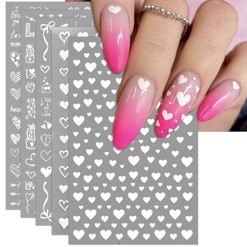 IDDFEVE Valentine's Day Nail Art Stickers - Sexy White Heart Nail...