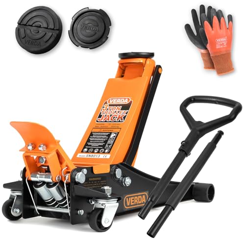 Verda Wagenheber hydraulisch 3T (75-515) mit Fußpedal + 2X Gummi + D-Griff + Handschuhe Rangierwagenheber, Profi, Doppelpumpsystem Doppelkolben, Heber, Ständer, Flache, Werkstatt, Wohnmobil, PKW Verda Wagenheber hydraulisch 3T (75-515) mit Fußpedal + 2X Gummi + D-Griff + Handschuhe Rangierwagenheber, Profi, Doppelpumpsystem Doppelkolben, Heber, Ständer, Flache, Werkstatt, Wohnmobil, PKW
