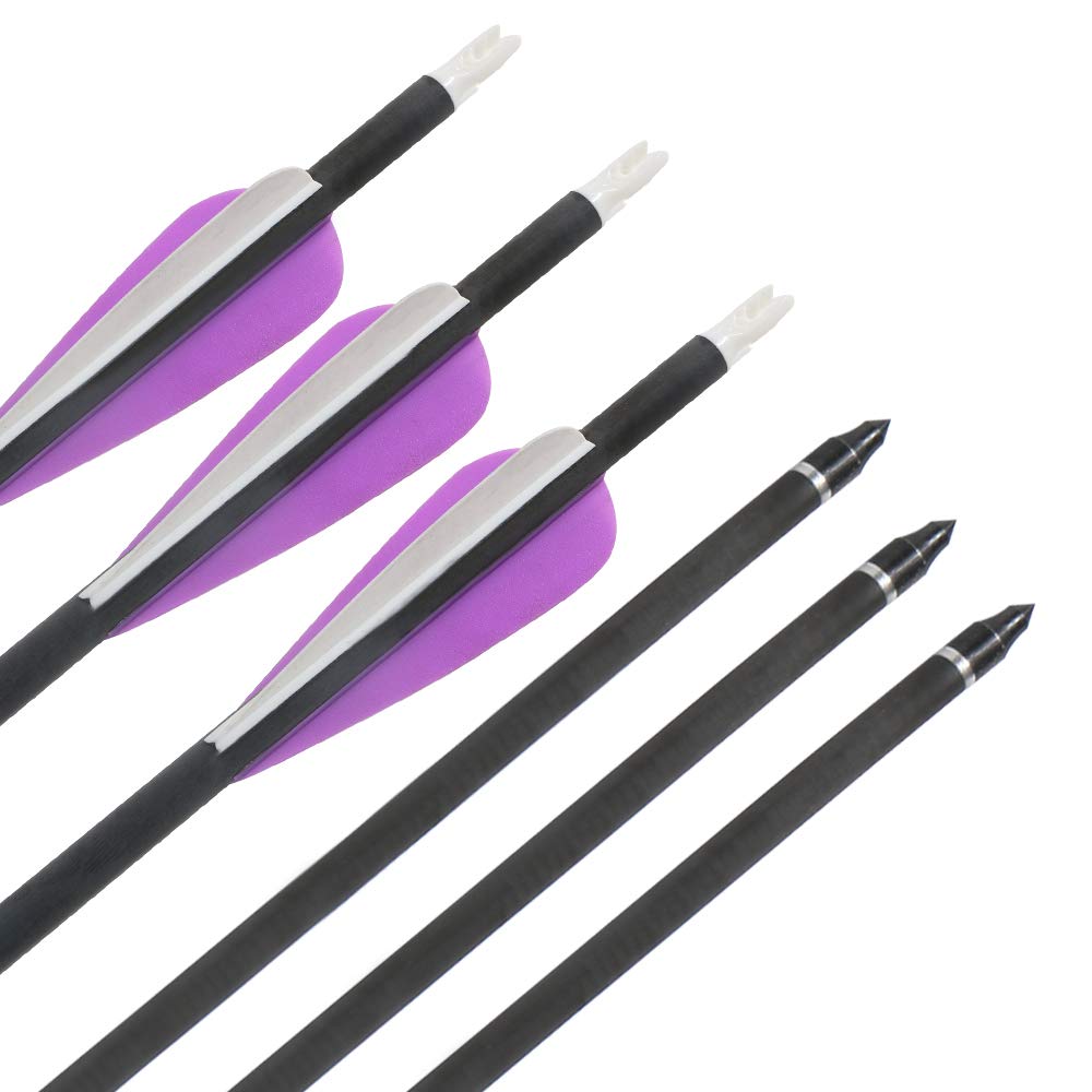 Musen 28/30 Carbon Archery Arrows, Shaft Spine 500 with Removable