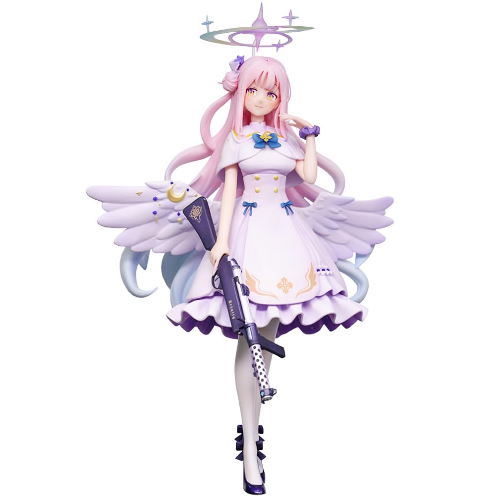 Blue Archive Anime Angel Girl Figure Kyrie Eleison Figure can be Changeable Face Maid Dress Edition Figure Standing Position PVC Statue Model Ornaments