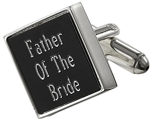 Visol Gemelos cuadrados personalizados con diseño de padre de la novia, color negro mate