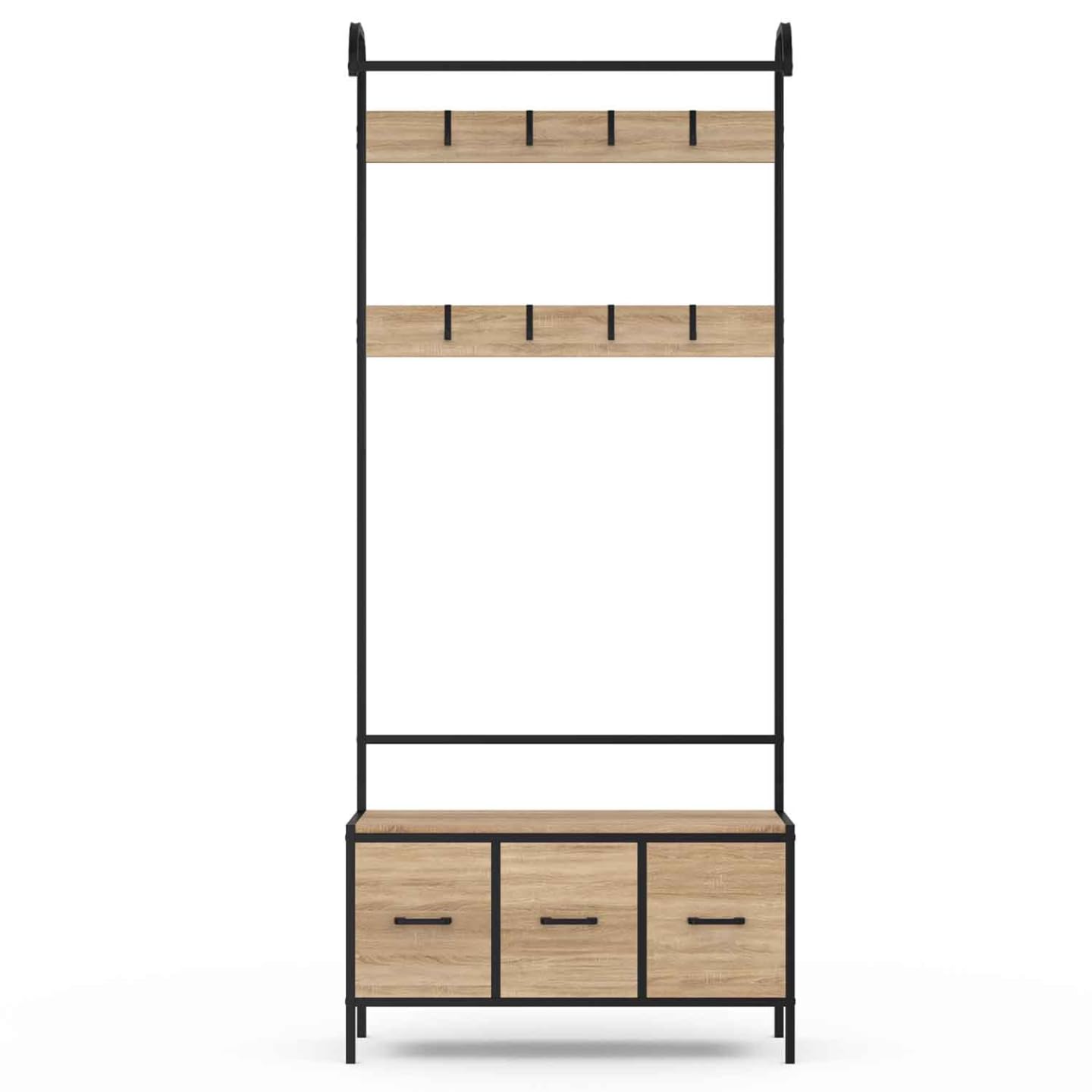 IDMarket - Vestiaire d'entrée Utah avec Banc et 3 tiroirs en Tissu Design Industriel