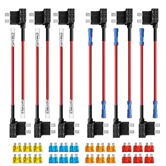 12 Pack 12V Add-a-Circuit Fuse Tap with 24 Fuses and Connectors for Automotive Use