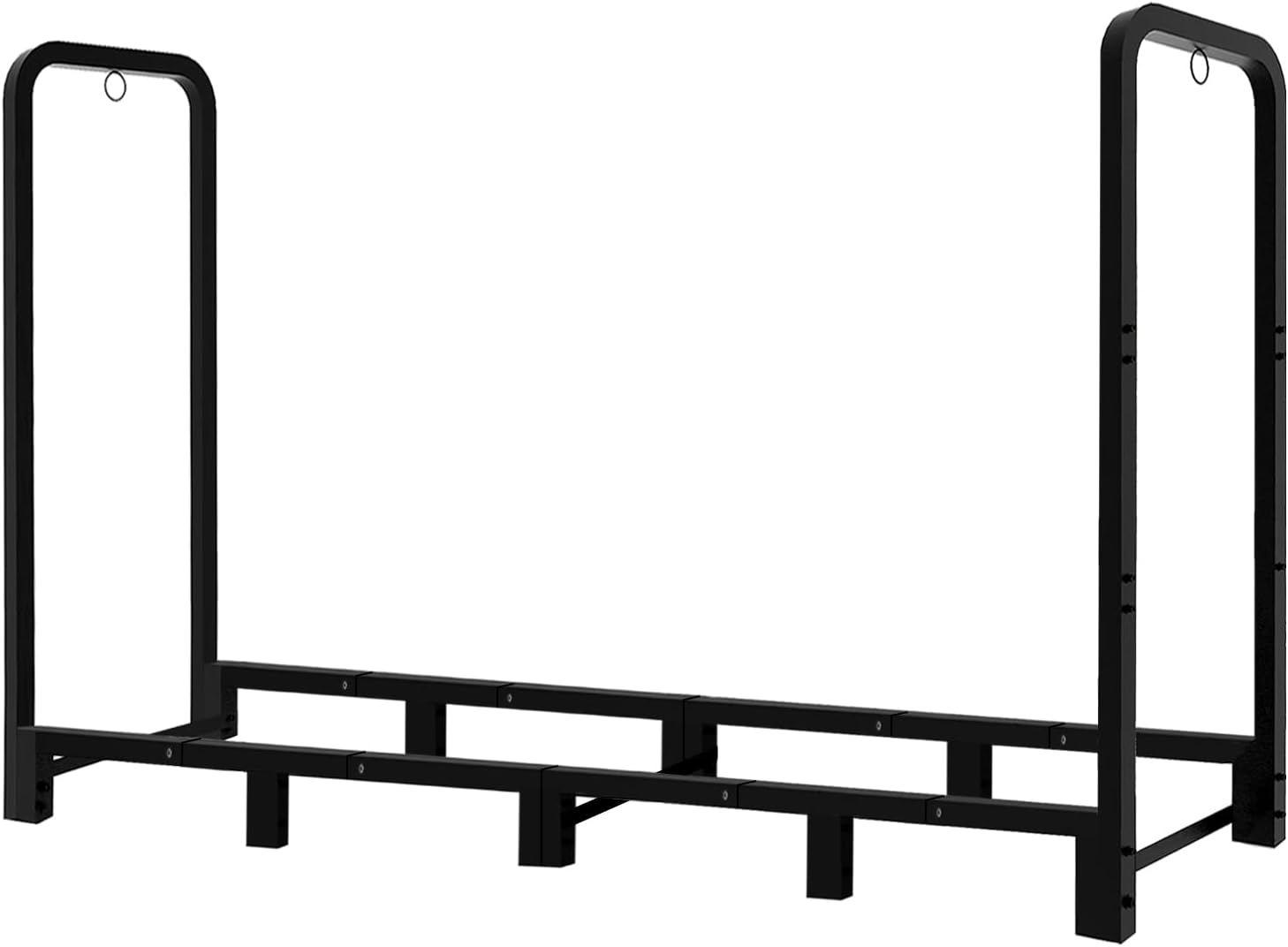 8Ft Firewood Rack Adjustable Fireplace Wood Holder for Outdoor Indoor Storage Log-Heavy Duty Fire Log Lumber Stand Stacker, Black