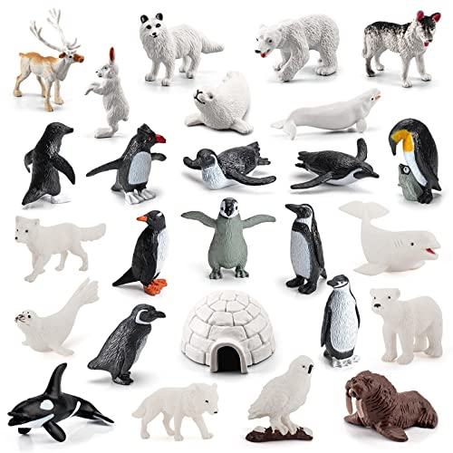 SCAHOW 26Pcs Arctic Animal Figures - Polar Animal...