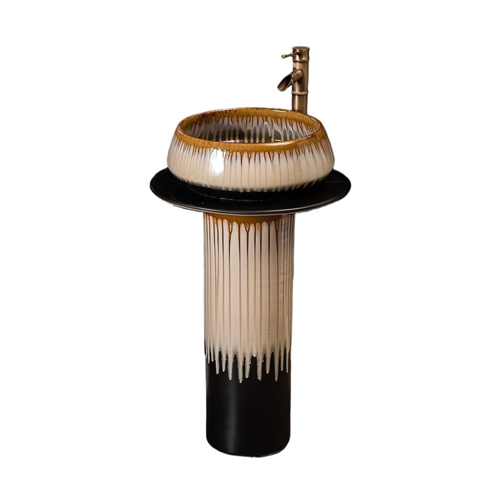 Yhxflux One Color Freestanding Bathroom Sink Home Bathroom Pedestal Sink Outdoor Floor-Standing Ceramic Washbasin With Faucet And Drain Pedestal Sink