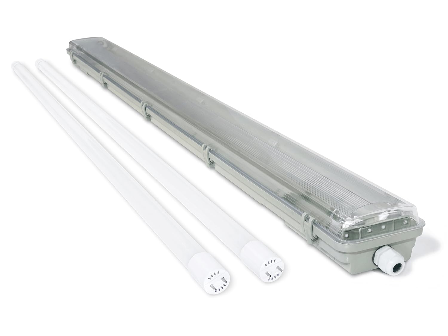 LED Feuchtraumleuchte Wannenleuchte 120cm mit 2x 18W T8 Röhre 3600lm 6000K IP65… (Kaltweiß, 120cm mit LED Röhre)
