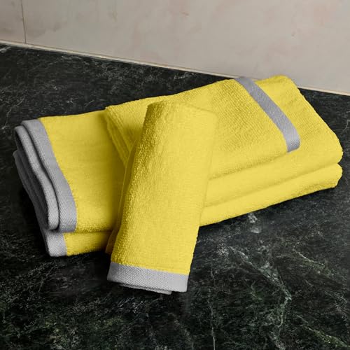 Image of Divine Casa Cotton Face & Hand Towel Set - 500 GSM Ultra Soft, Highly Absorbent Bath Towels for Home, Gym, Travel & Hotel Use - Pack of 4