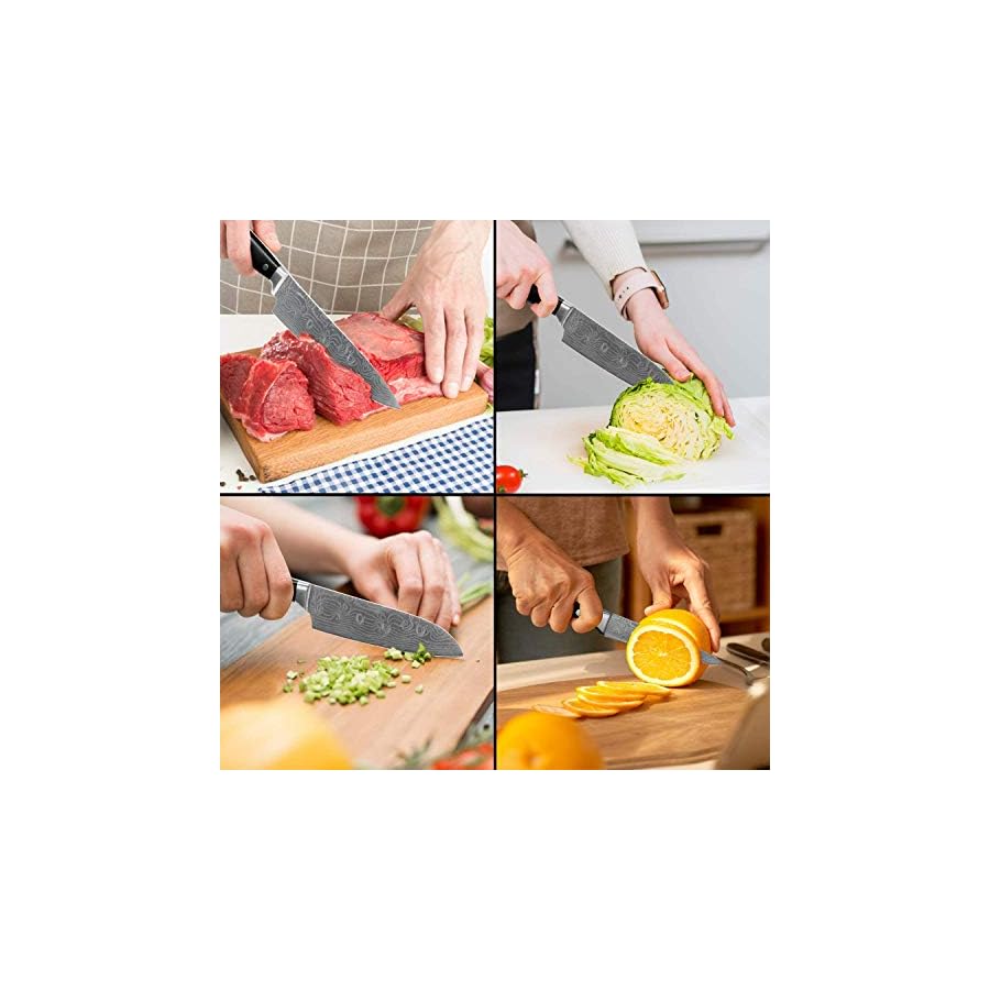 KroWallu-kitchen-Knife-sets-5-Piece-Chef-Knife-with-Triple-Riveted-Handle-High-Carbon-Stainless-Steel-Ultra-Sharp-Well-Balanced-Perfect-Cutlery-Set-Gift-with-Beautiful-Wood-Storage-Block KroWallu 5-Piece Stainless Steel Kichen Knife Set with Ergonomic Triple Riveted Handle, Rust-proof, Easy to clean, Professional Chef Knife Set for Home and Restaurant