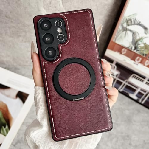 Étui en cuir de luxe pour Galaxy A13 4G avec clapet rouge vin élégant