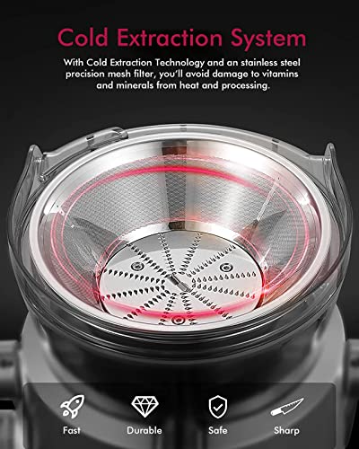 Juicer Machines, Sifene 500W Big Mouth Centrifugal Juicer, Juice Maker Extractor For Vegetable And Fruit With 3-Speed Setting, Easy To Clean (Red) #TOP4