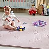 Espesor: 15 mm. LuBabymats Mini - Alfombra puzzle de viaje para bebés, suelo extra acolchado de Foam (EVA). Medida: 110x110 cm. Color Rosa