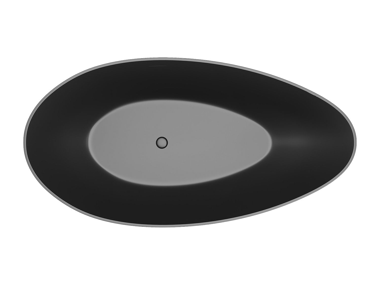 Vente-unique -BaÒera independiente asimÈtrica 245 litros 160 x 82 x 58 cm Negro mate AcrÌlico - APULIA