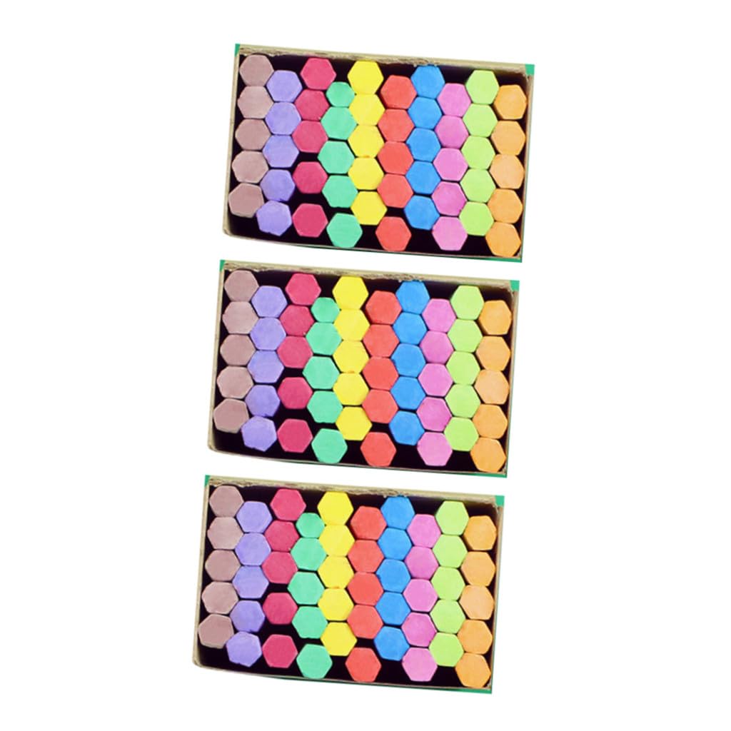 POPETPOP 3 boîtes Boîtes de Craies Colorées Sans Poussière Hexagonales pour Tableau Craies Enseignement et Sécurisées Usage Scolaire et Domestique