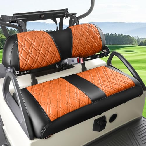 Panglong Club Car DS Front Seat Covers-Diamond Cross, Fit for 2000.5-Up Club Car DS OEM Front Seat Cushion, DS Golf Cart Seat Covers, Durable PVC Leather, Waterproof and Easy to Clean