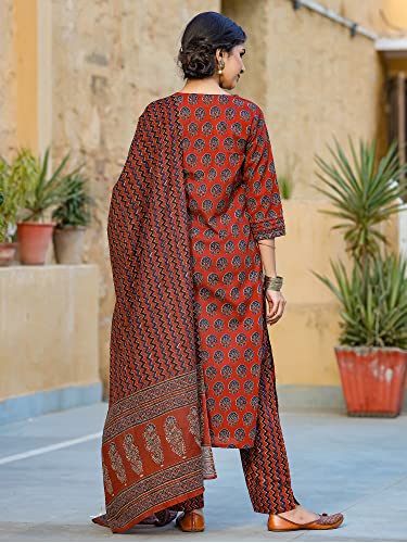 Image of Vaamsi Women's Rayon Blend Floral Printed Straight Kurta Pant With Dupatta