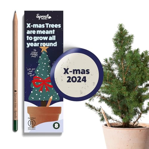 Crayones Plantables Sproutworld, Edición Navidad 2024, Pre-afilados, Lápices de Madera HB con Surtido de Semillas con Temática Invernal, Paquete de 8