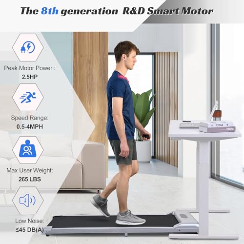Image of 2 in 1 Under Desk Electric Treadmill 2.5HP, Remote Control, Display, Walking Jogging Running Machine Fitness Equipment for Home Gym Office EX346