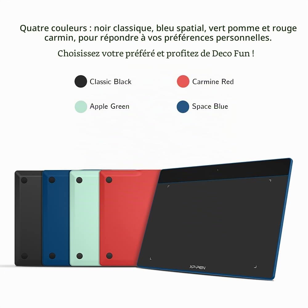 XP-Pen Deco Fun XS Tablette Graphique à Dessin Taille 4x3 Pouces Idéal pour Signature Electronique et Education à Distance - Noir Classique