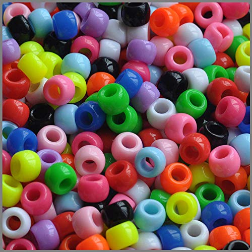 Pony Beads Multi Colors 6X 9mm 1000pcs Crayon Mix in Bag