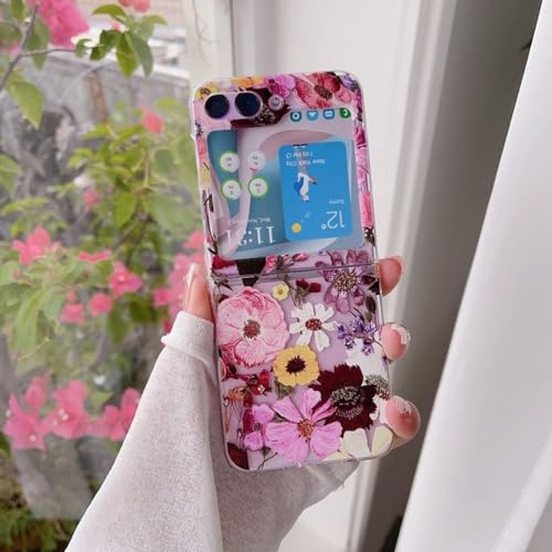 Coque antichoc Galaxy Z Flip 4 transparente fleur avec bracelet de maintien