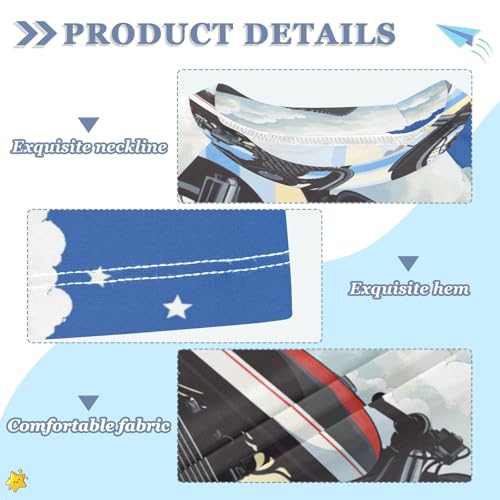 Boys Short Sleeve T-Shirts Motocross Cartoon Rainbow Rashguard Kids Swim Shirts Sun UPF 50+3