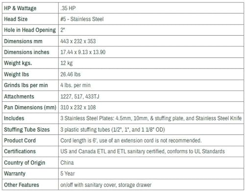 Miniatura 3 de LEM Molinillo de carne Big Bite #5 e interruptor de pie