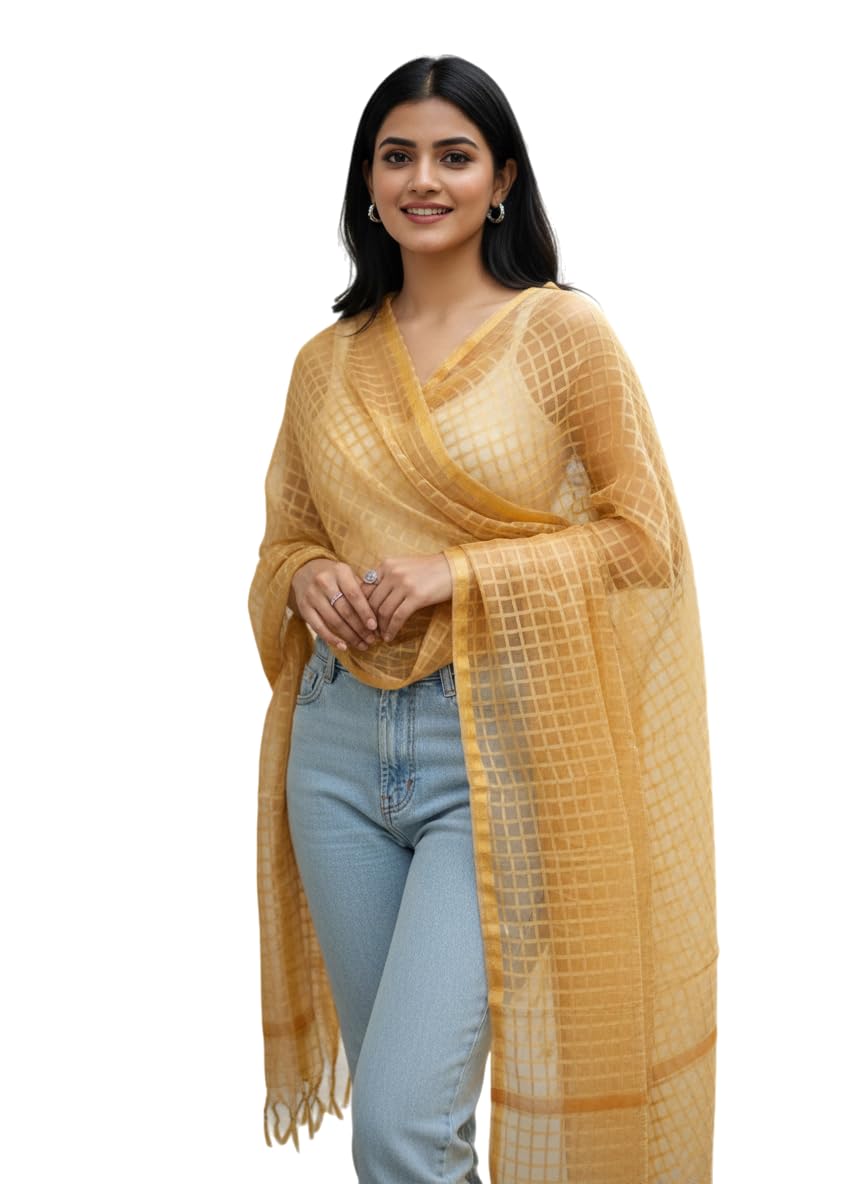 shreemaa creations Women's Ethnic Banarasi Cotton Self Colored Striped Weaved Dupatta (2.5 Mtrs, Free Size)-picture-55