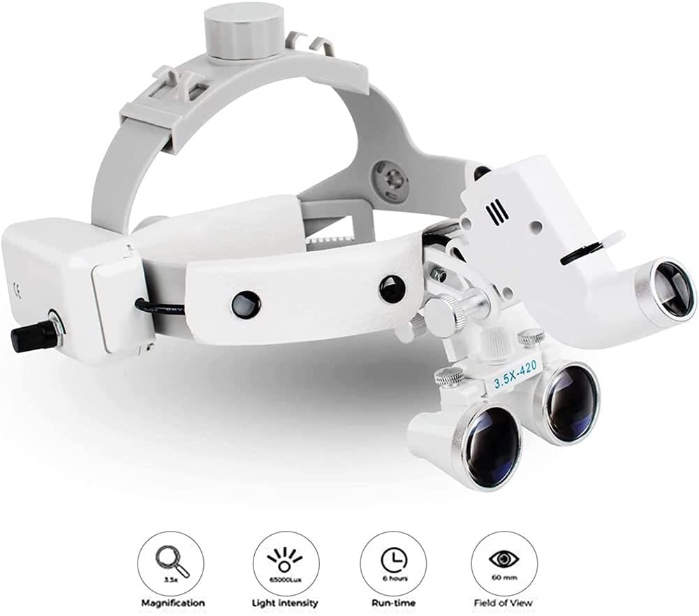 Lupas quirúrgicas 3.5X420mm LED faro portátil dental