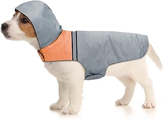 Dog Raincoat with Reflective Strip, Ultra Light Breathable Waterproof Dog Rain Jacket, Adjustable Waterproof Dog Raincoat ...