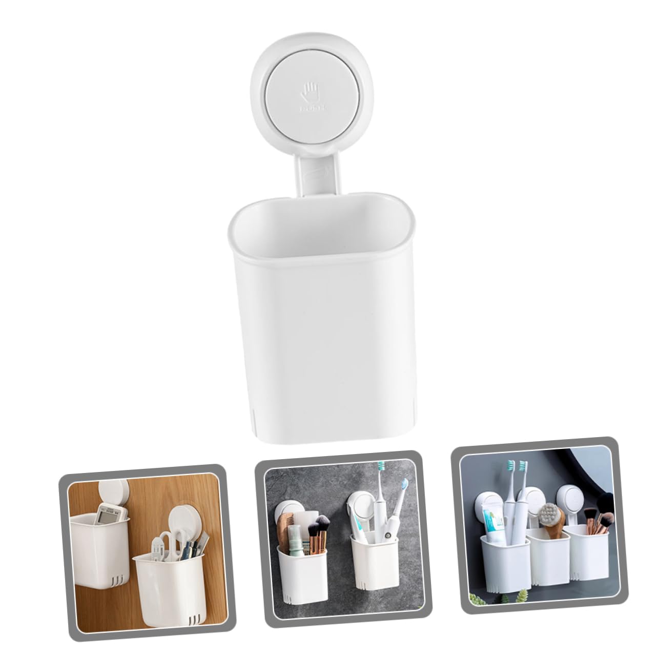 Mipcase 3 Pezzi Scatola di stoccaggio della ventosa parete porta spazzolino porta spazzolini da bagno scovolini dentali portaspazzolino da bagno supporto da parete per bagno addominali