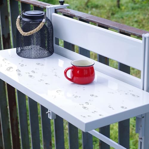 Table de balcon pliante réglable alu terrasse patio jardin - 8