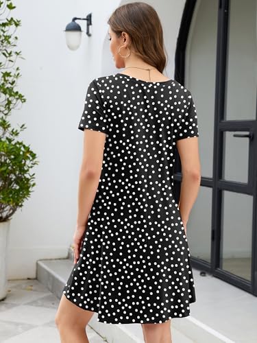 Image of KORSIS Women's Dresses Summer Casual T-Shirt Short Sleeve Criss Cross V Neck Swing Beach Vacation Sundress Dress with Pockets