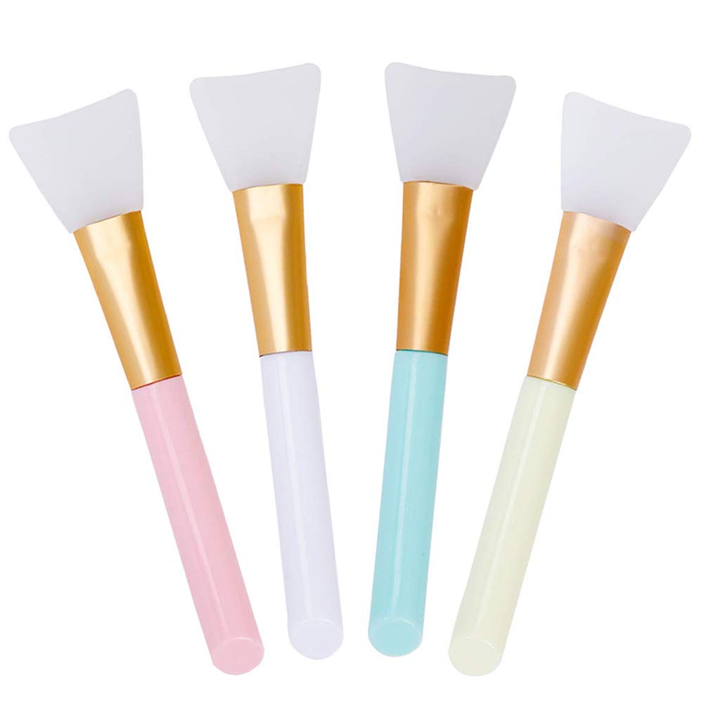 BESLIMEMask Brush, Cosmetic Mask Brush, Silicone Beauty Mask Brush, Beauty Tool for Facial Mud Application, 4 Pieces (Pink+White+Blue+Yellow)