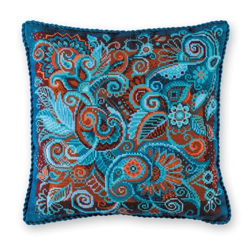 Image of RIOLIS Counted Cross Stitch kit 2183 Cushion /Panel Persian Patterns, By the yard, Blue